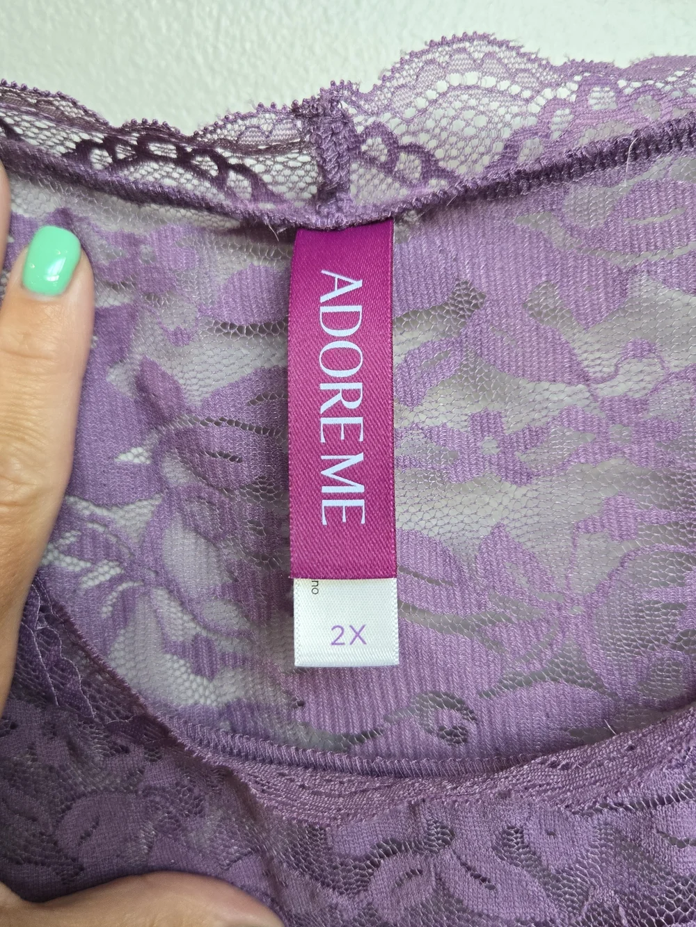 Adore Me Purple Floral Sheer Lace Cami Tank Top Scalloped Trim Plus Size 2X - Picture 2 of 4